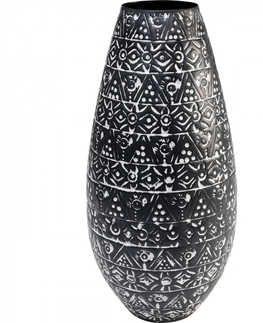 Vázy z hliníku a oceli KARE Design Černá kovová váza Sketch 41cm
