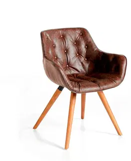 Luxusní jídelní židle Estila Jídelní židle Vita Naturale z eko-kůže hnědá 78cm