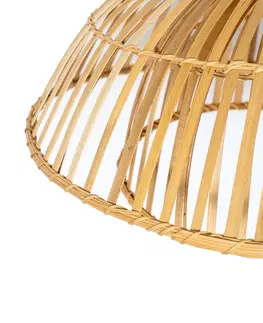Zavesna svitidla Orientální závěsná lampa černá s přírodním bambusem 62 cm - Pua