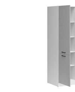 Kuchyňské linky JAMISON, skříňka 195 cm, levá, bílá/světle šedý lesk 