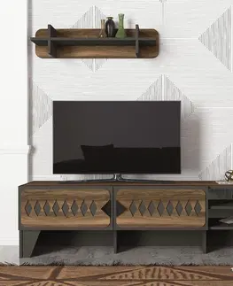 Obývací stěny a sestavy nábytku Televizní stěna CHESTER ořech antracit