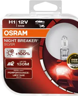 Autožárovky OSRAM H1 Night breaker SILVER +100% 64150NBS-HCB 55W 12V duobox