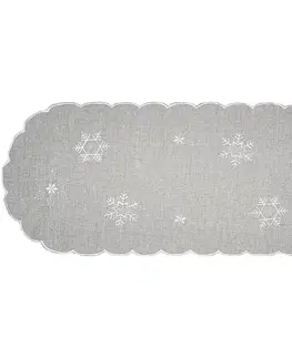 Ubrusy Forbyt Vánoční ubrus Vločky šedá, 40 x 90 cm