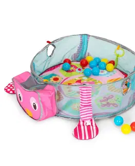 Dětské deky Interaktivní hrací deka ECOTOYS 3v1 s míčky modrá/růžová