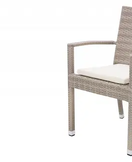 Zahradní židle a křesla DEOKORK Zahradní ratanové křeslo NAPOLI s polstrem (šedo-béžová)