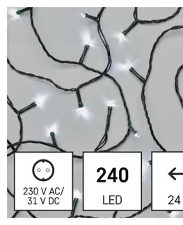Vánoční řetězy a lamety EMOS LED vánoční řetěz Steny s programy 24 m studená bílá