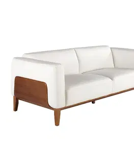 Luxusní a designové sedačky Estila Luxusní kožená sedačka Vita Naturale z pravé kůže bílá 209cm