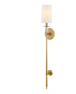 Klasická nástěnná svítidla HUDSON VALLEY nástěnné svítidlo AMHERST ocel/hedvábí staromosaz/bílá E14 1x40W 8536-AGB-CE