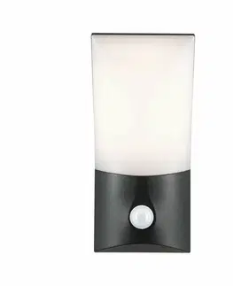LED venkovní nástěnná svítidla PAULMANN Venkovní nástěnné svítidlo Adya antracit IP44 230V teplá bílá pohybové čidlo 944.02
