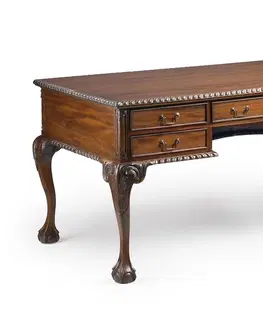 Stylové a luxusní pracovní a psací stoly Estila Rustikální psací stolek M-VINTAGE z masivního dřeva tmavohnědé barvy se zásuvkami 160cm
