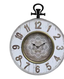 Hodiny Přírodně - krémové nástěnné hodiny Mandala – 40*7*50 cm / 1*AA Chic Antique 22036119
