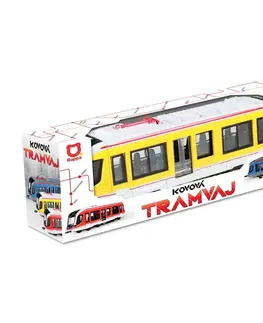 Dřevěné hračky Rappa Kovová tramvaj žlutá, 20 cm