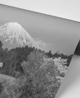 Samolepící tapety Samolepící fototapeta hora Fuji v černobílém
