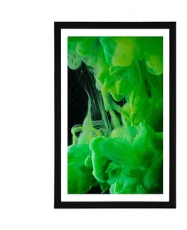 Abstraktní a vzorované Plakát s paspartou zelené tekoucí barvy