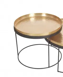 Designové a luxusní konferenční stolky Estila Art-deco set kulatých konferenčních stolků Elements zlatá 57cm