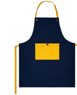 Zástěry Trade Concept Kuchyňská zástěra Heda tm. modrá / žlutá, 70 x 85 cm