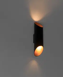 Nastenna svitidla Designové nástěnné svítidlo černé se zlatem - Organo S