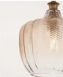 Designová závěsná svítidla NOVA LUCE závěsné svítidlo LONI mosazný kov šampaň sklo E27 1x12W 230V IP20 bez žárovky 9191241