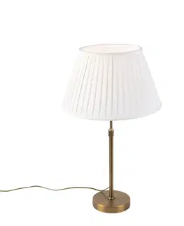 Stolni lampy Bronzová stolní lampa s skládaným odstínem bílá 35cm - Parte