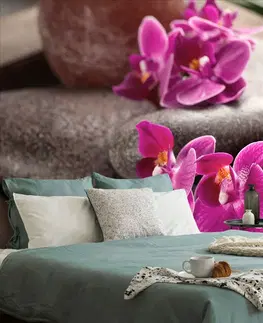 Samolepící tapety Samolepící fototapeta nádherná orchidej a Zen kameny