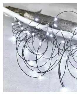 Vánoční řetězy a lamety EMOS Vánoční LED řetěz Nanos zelený s časovačem 4 m studená bílá