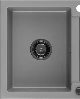 Sifony k pračkám MEXEN/S Andres granitový dřez s odkapávačem 1000 x 500 mm, šedá, černý sifon 6515101510-71-B
