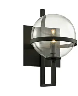Industriální nástěnná svítidla HUDSON VALLEY nástěnné svítidlo ELLIOT kov/sklo černá/čirá G9 1x6W B6221-CE