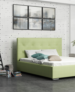 Postele Čalouněná postel DANGELO 1 140x200 cm, zelená látka