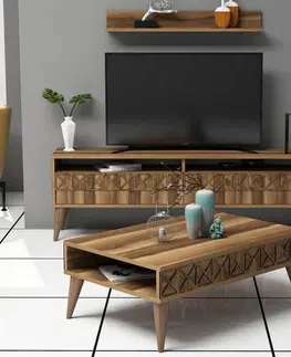 Obývací stěny a sestavy nábytku Set nábytku do obývacího pokoje LINE ořech
