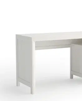 Stylové a luxusní pracovní a psací stoly Estila Klasický designový psací stolek se dvěma šuplíky Lyon z kvalitního borovicového dřeva v moderním provedení 140cm