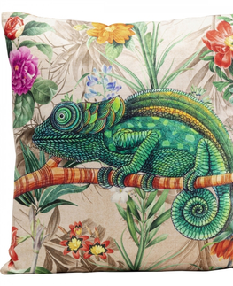 Dekorativní polštáře KARE Design Dekorativní polštář Jungle Chameleon 43x43cm