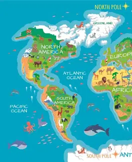 Samolepící tapety Samolepící tapeta zeměpisná mapa světa pro děti