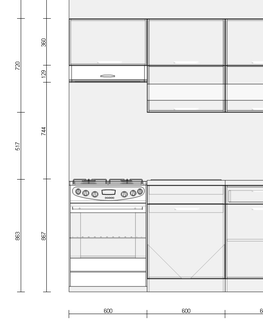 Kuchyňské linky Kuchyně RUTHIN 120/180 cm, bílý lesk/grafit mat
