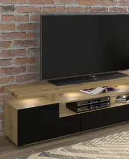 Televizní stolky Televizní stolek EVA 180 cm dub artisan, černý mat