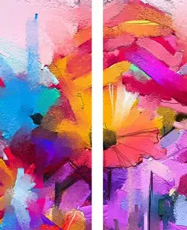 Abstraktní obrazy 5-dílný obraz abstraktní barevné květy