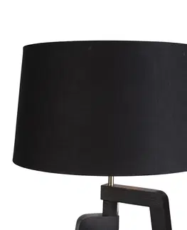 Stojaci lampy Stativ stojací lampy s bavlněným odstínem černý se zlatem 50 cm - Puros