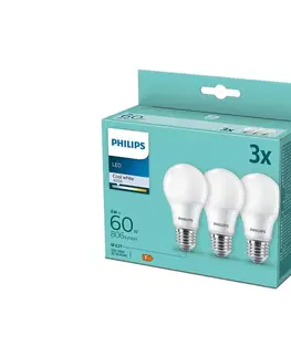 LED osvětlení Philips SADA 3x LED Žárovka Philips A60 E27/8W/230V 4000K 