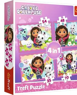 Hračky puzzle TREFL - Puzzle 4v1 - Gabbyine dobrodružství / Universal Gabby´s Dollhouse