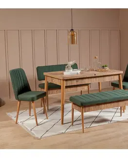 Jídelní sestavy Jídelní set stůl, židle VINA borovice atlantic, zelená