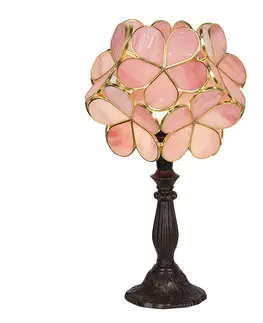 Svítidla Růžová stolní lampa Tiffany Bloom - 21*21*38 cm Clayre & Eef 5LL-6065