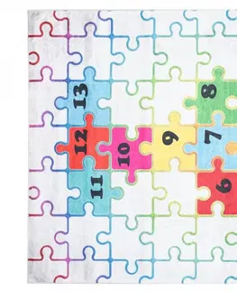 Dětské koberce Dětský koberec s barevným motivem puzzle Šířka: 80 cm | Délka: 150 cm