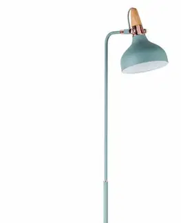 Stojací lampy se stínítkem Paulmann stojací svítidlo Neordic Juna 1-ramenné světlezelená/měď/dřevo 796.54 P 79654