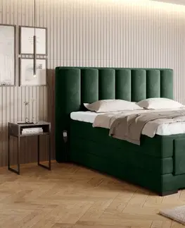 Postele Elektrická polohovací boxspringová postel VERONA Eltap Velvetmat 38 - tmavě zelená