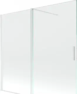 Vanové zástěny MEXEN/S Velar Dvoukřídlá posuvná vanová zástěna 170 x 150 cm, transparent, bílá 896-170-000-01-20