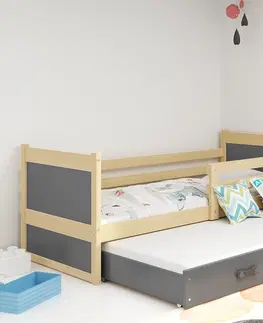 Postele BMS Dětská postel s přistýlkou RICO 2 | borovice 80 x 190 cm Barva: Šedá