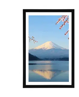Příroda Plakát s paspartou výhled z jezera na Fuji