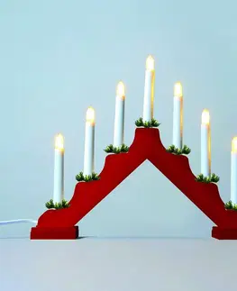 Vánoční svícny Exihand Adventní svícen 2262-510 dřevěný červený, LED Filament 7x34V/0,2W                      KONST