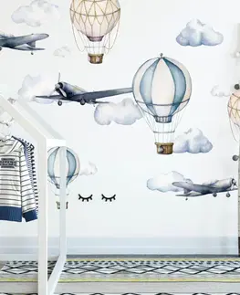 Samolepky na zeď Samolepky na zeď - Akvarelová letadla a balóny