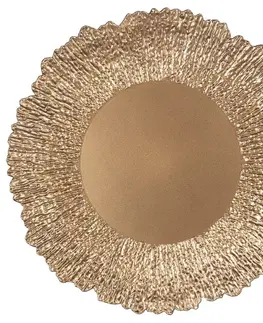 Talíře Zlatý servírovací talíř se zdobným okrajem ve tvaru květu - Ø 33*2 cm Clayre & Eef 65241