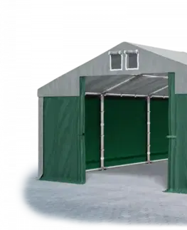 Zahrada Skladový stan 5x10x2,5m střecha PVC 560g/m2 boky PVC 500g/m2 konstrukce ZIMA PLUS Zelená Šedá Šedá
